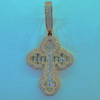 Big Moissanite Baguette Cross